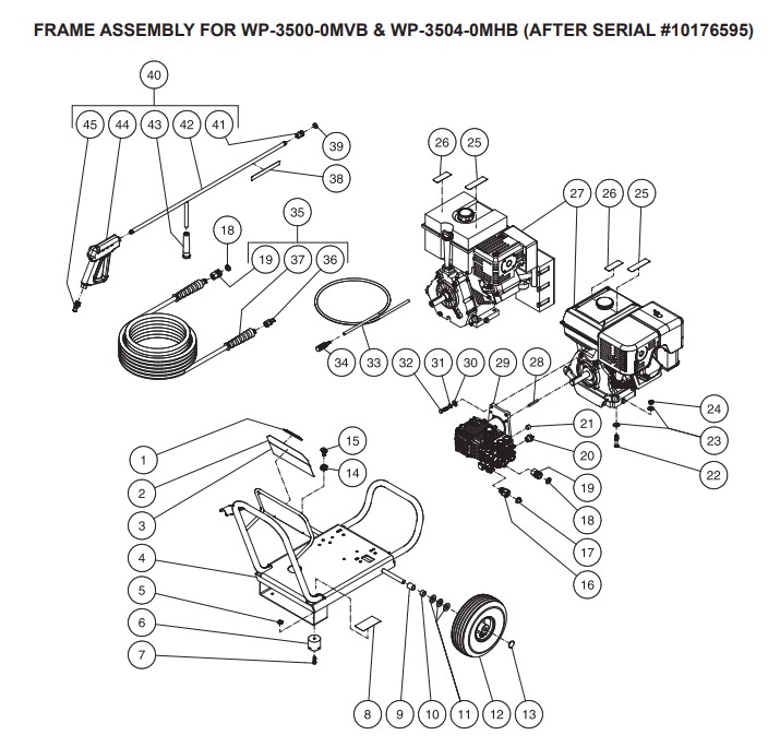WP-3504-0MHB Pressure washer parts & breakdown